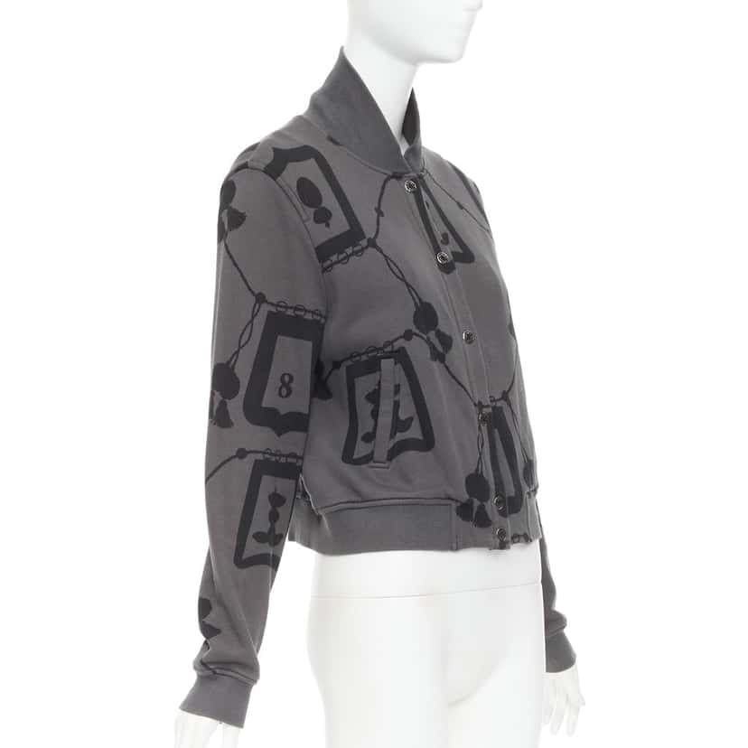 Hermes Poste et Cavalerie Bomber Jacket Grey Cotton Very good condition - Model View