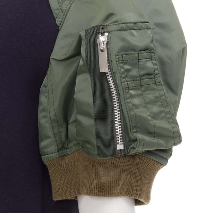 Sacai Sponge Sweat x MA-1 Dress Green Cotton Good condition - Back View