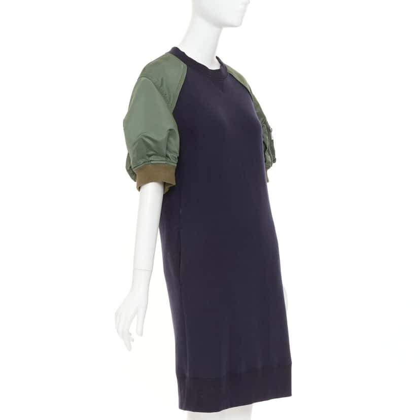 Sacai Sponge Sweat x MA-1 Dress Green Cotton Good condition - Inside View