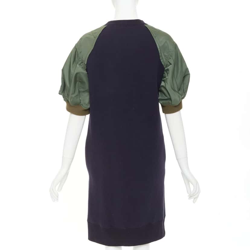 Sacai Sponge Sweat x MA-1 Dress Green Cotton Good condition - Box View