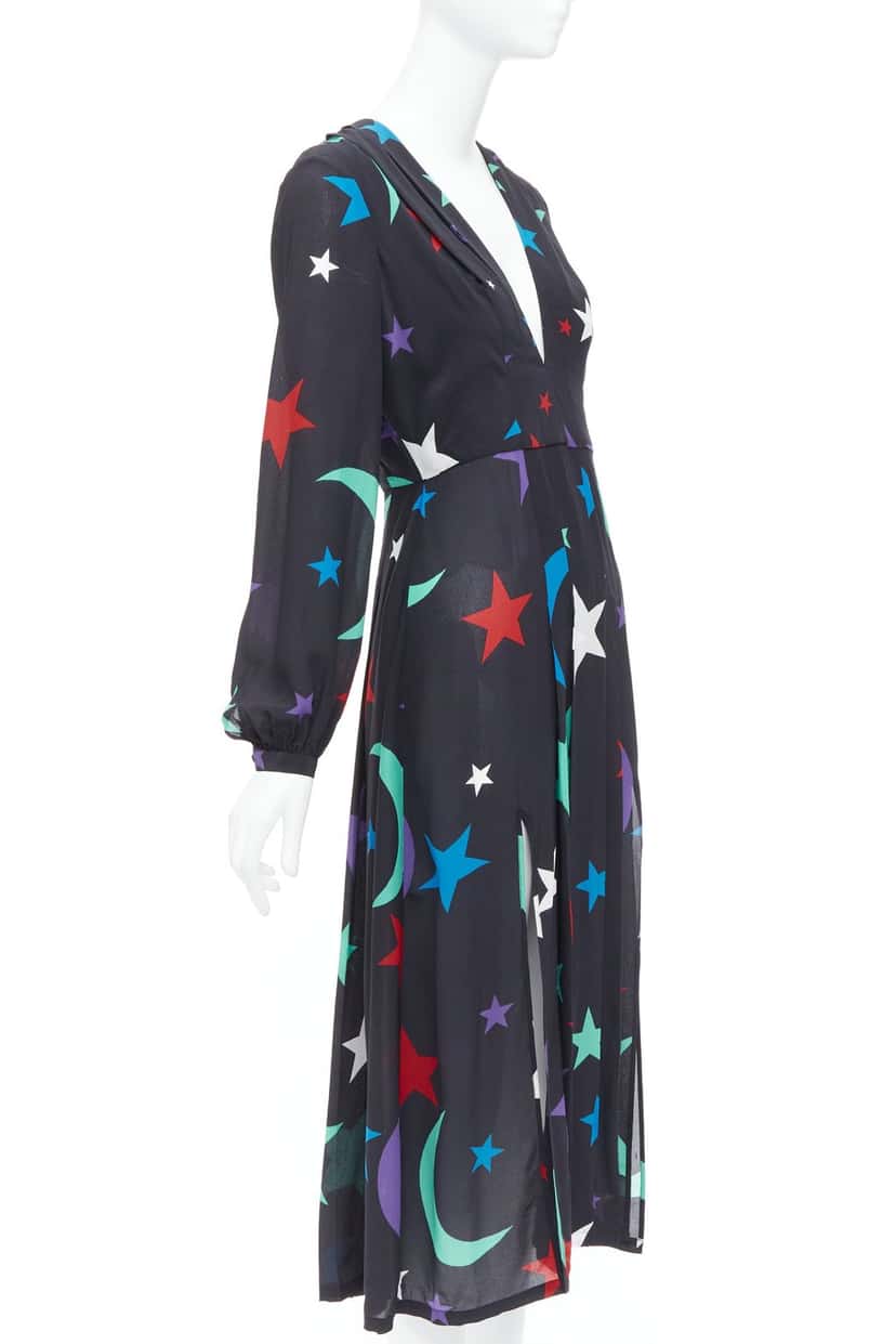 Rixo Star Print Dress Black Silk Good condition - Back View