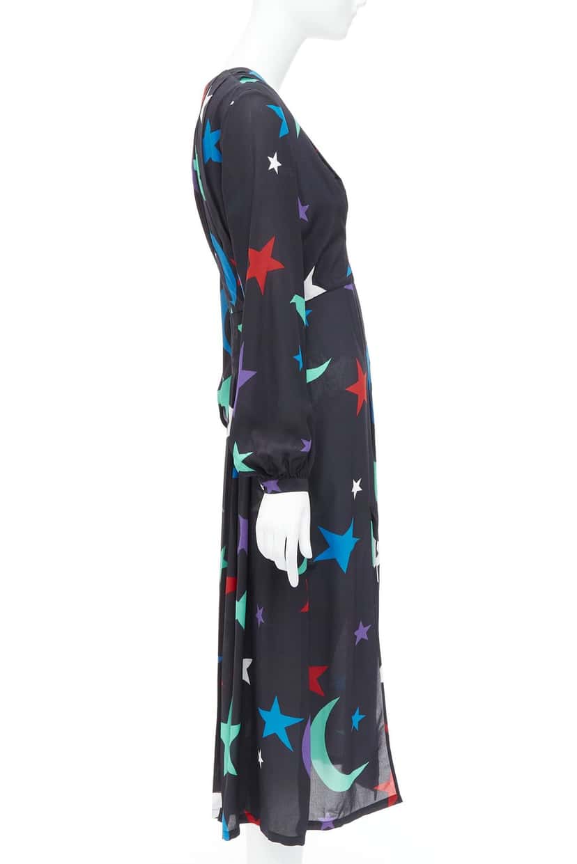 Rixo Star Print Dress Black Silk Good condition - Inside View