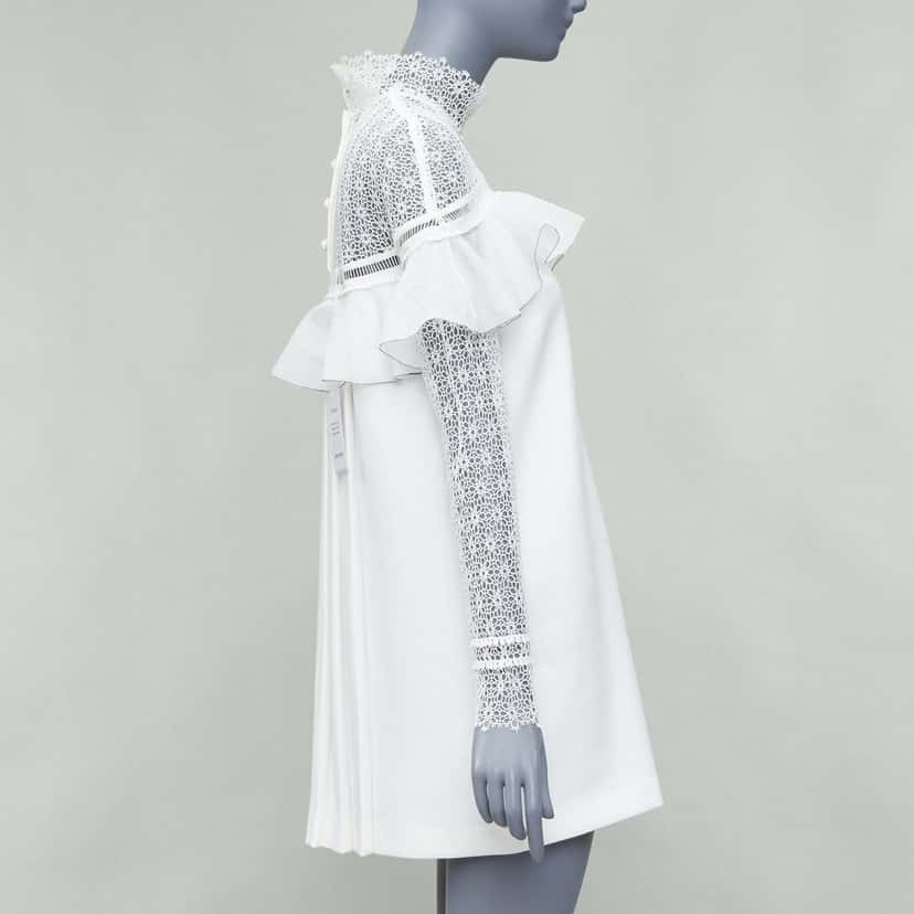 SELF-PORTRAIT Military cape shoulder White Polyester Never worn, with tag - Model View