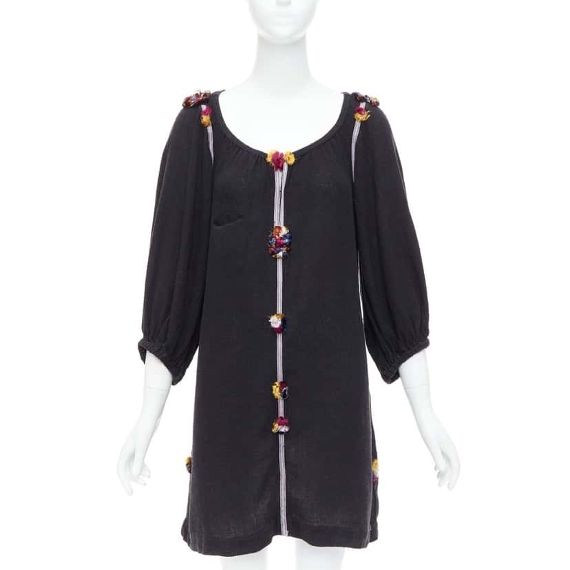 Isabel Marant Boho Pompom Dress Black Polyester Very good condition - Front View