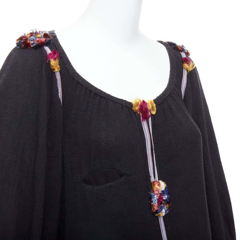 Isabel Marant Boho Pompom Dress Black Polyester Very good condition - Back View