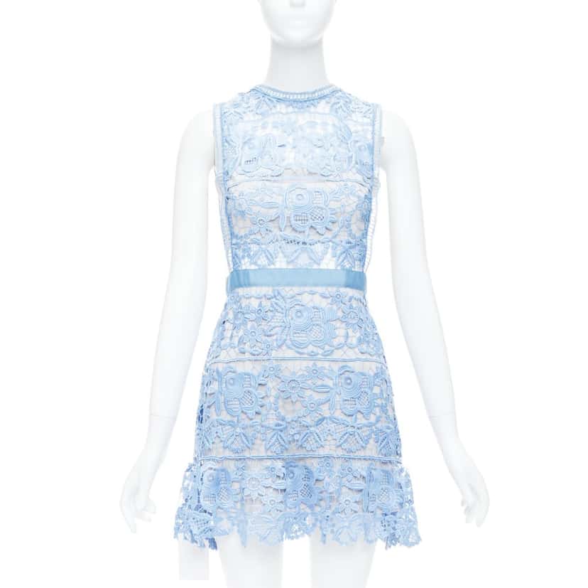 SELF-PORTRAIT Lace Peplum Blue Polyester Very good condition - Front View