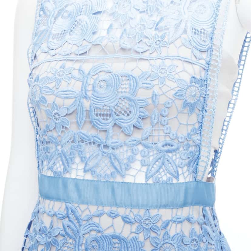 SELF-PORTRAIT Lace Peplum Blue Polyester Very good condition - Back View