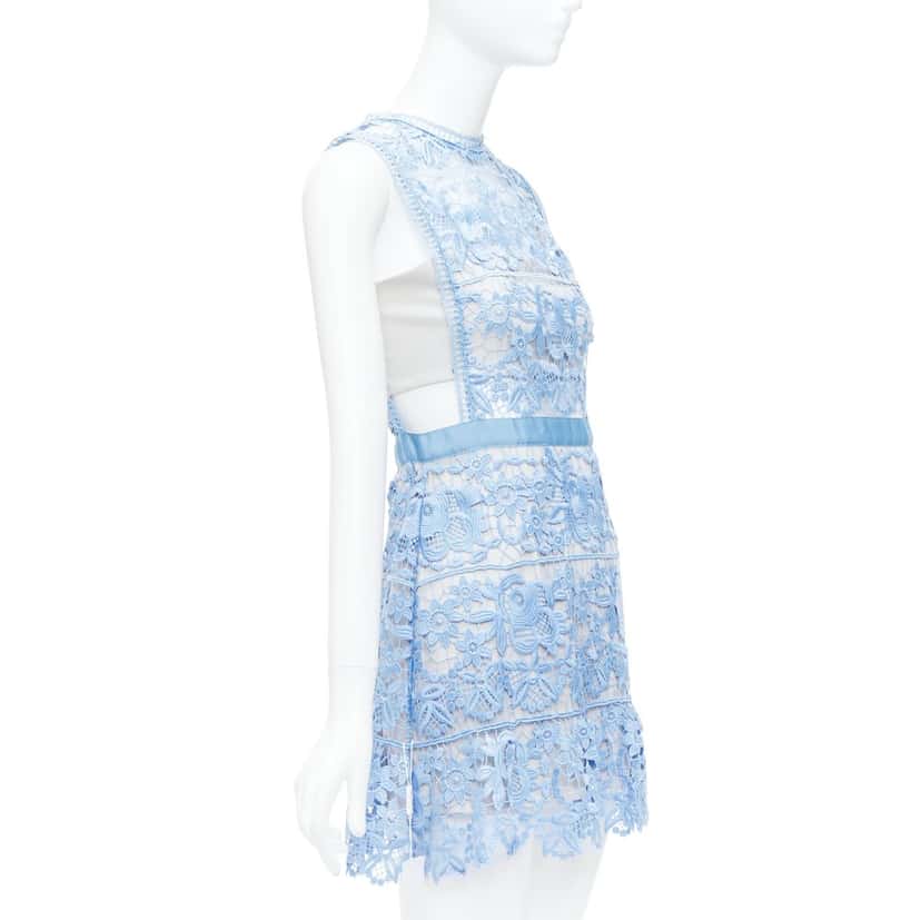 SELF-PORTRAIT Lace Peplum Blue Polyester Very good condition - Inside View