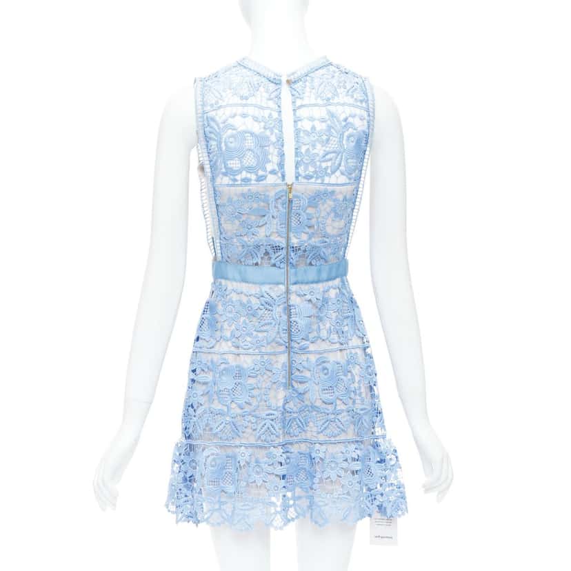 SELF-PORTRAIT Lace Peplum Blue Polyester Very good condition - Box View