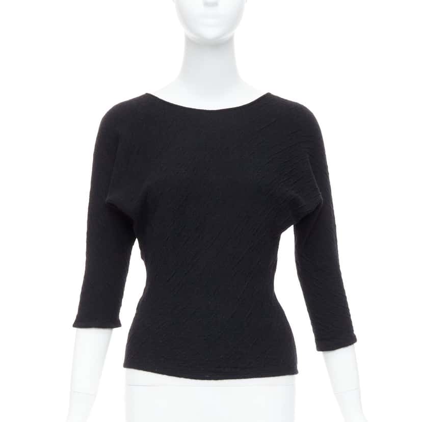 The Row Textured Pullover Top Black Polyester Fair condition - Front View