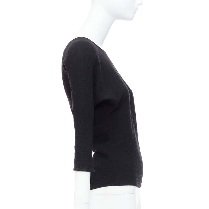 The Row Textured Pullover Top Black Polyester Fair condition - Model View