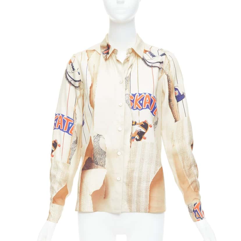 Stella McCartney Skate Print Shirt Beige Silk Never worn - Front View