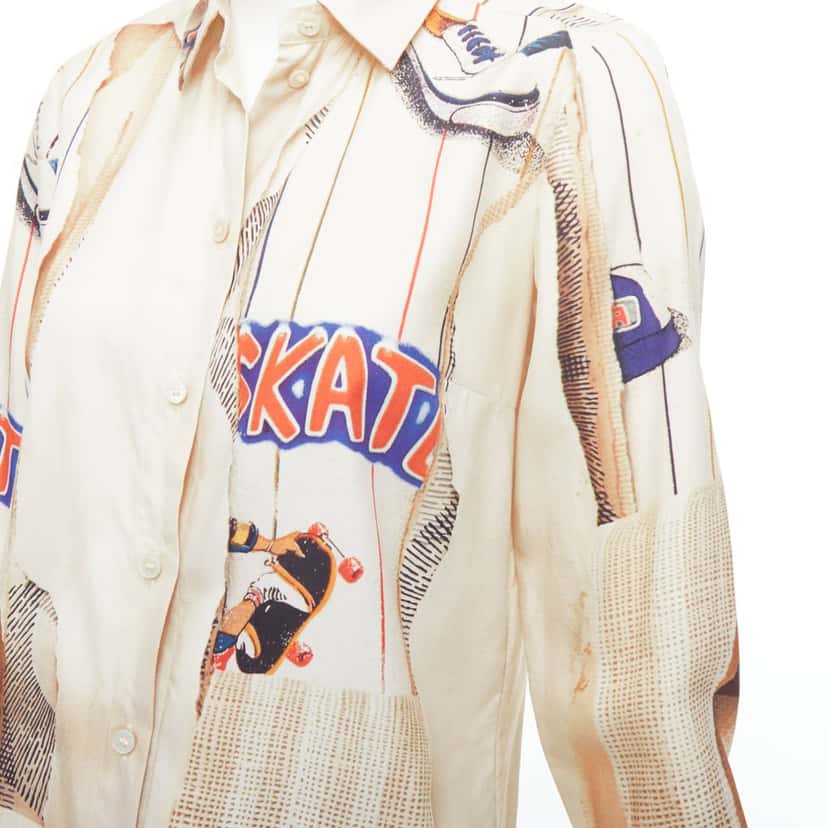 Stella McCartney Skate Print Shirt Beige Silk Never worn - Back View