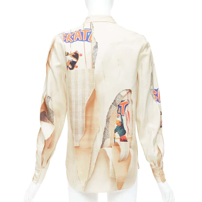 Stella McCartney Skate Print Shirt Beige Silk Never worn - Box View