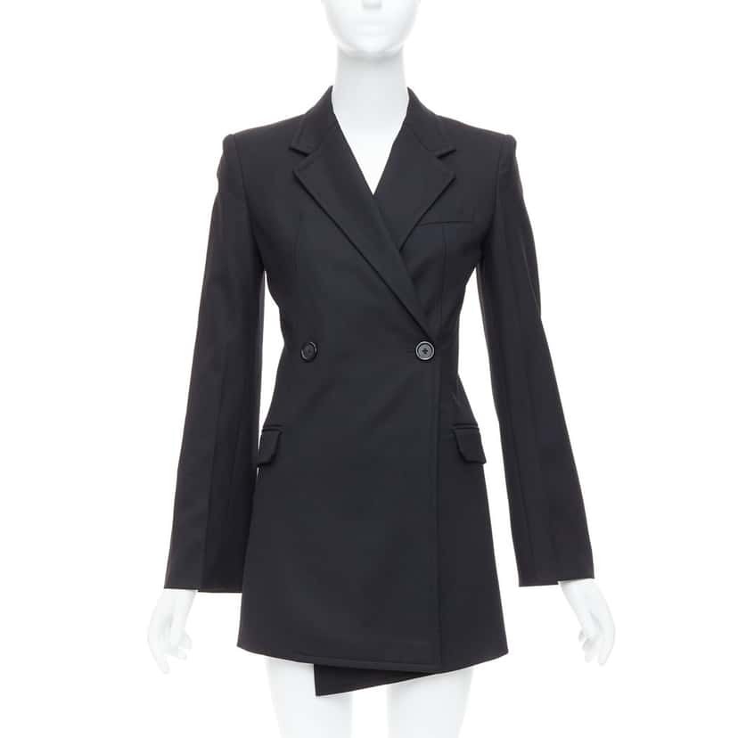 Helmut Lang Flare Long Blazer Black Wool Never worn - Front View