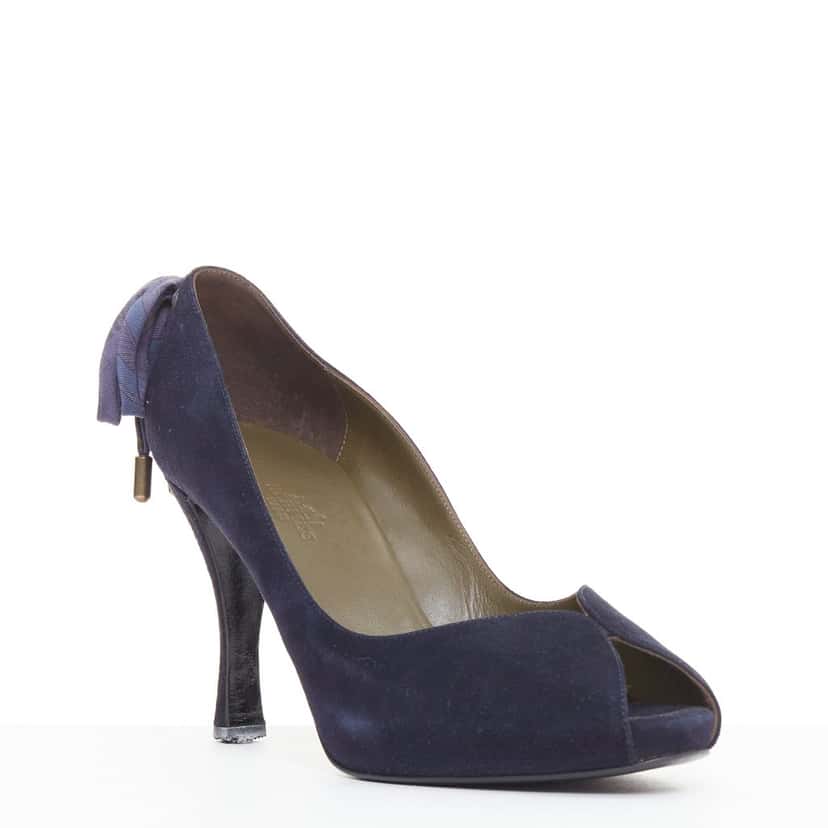 Hermes Product Navy Suede Fair condition - Back View