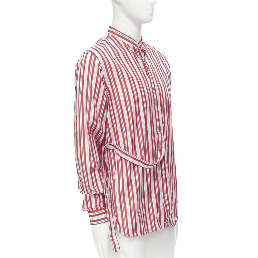 Jil Sander Striped Placket Shirt Red Cotton Good condition - Inside View