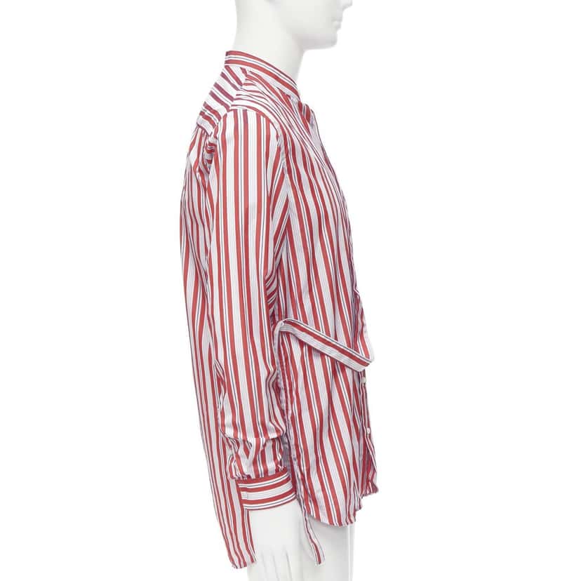 Jil Sander Striped Placket Shirt Red Cotton Good condition - Model View