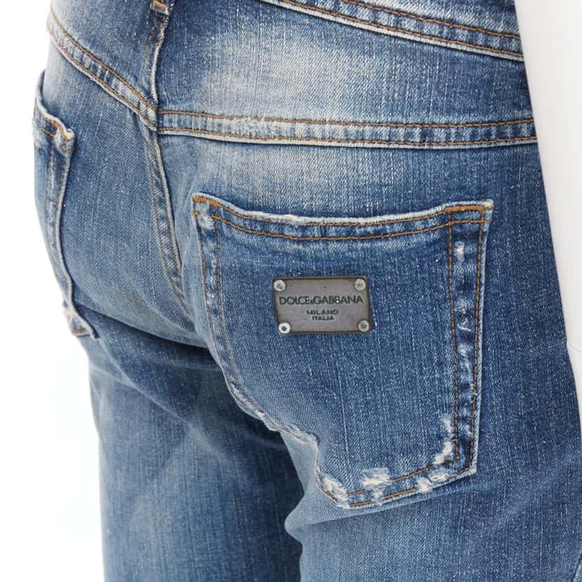Dolce Gabbana Distressed Matte Jeans Blue Very good condition - Back View