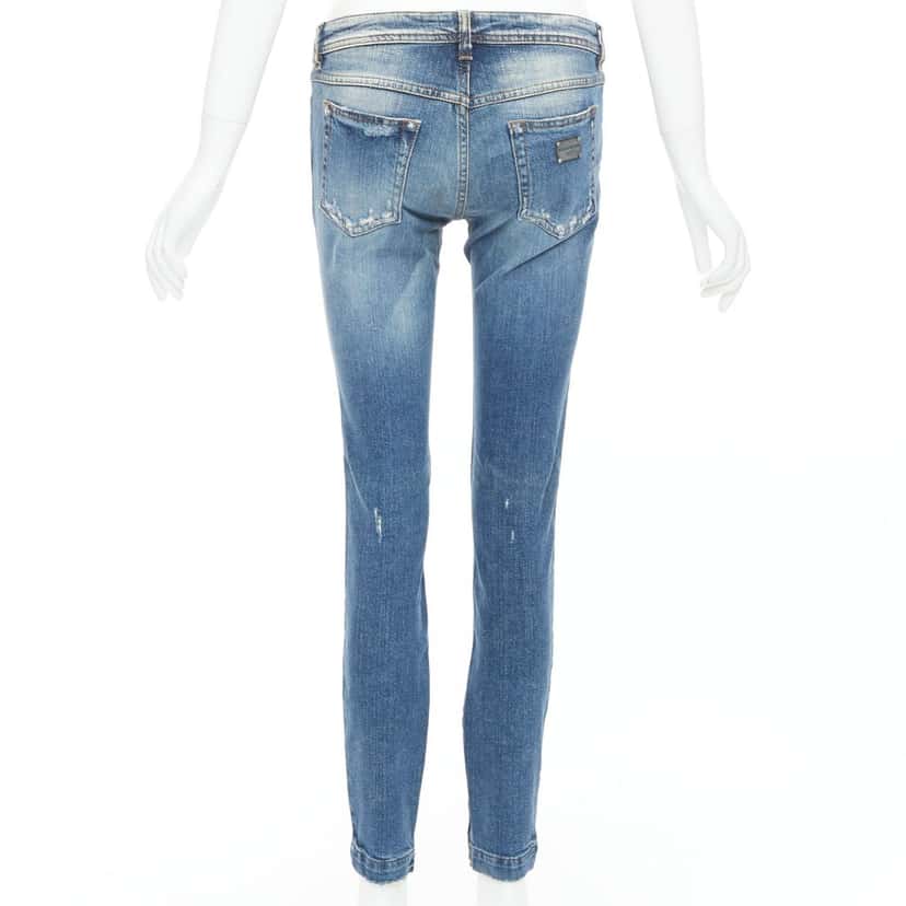 Dolce Gabbana Distressed Matte Jeans Blue Very good condition - Box View