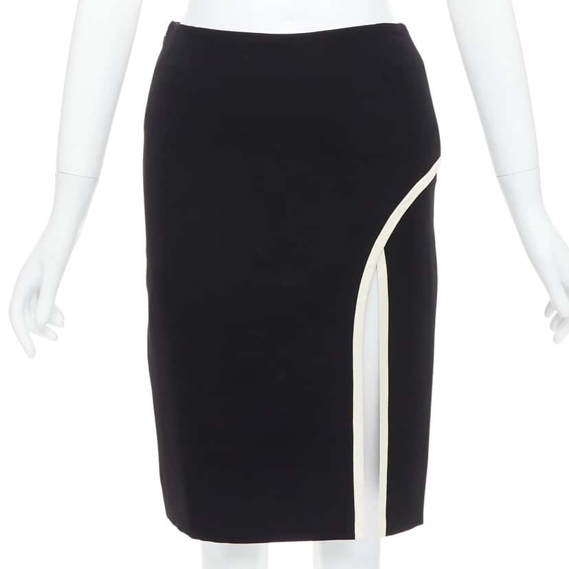 Lanvin Trim Slit Skirt Black Polyester Very good condition - Front View
