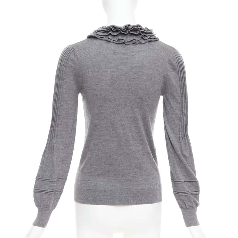 Fendi Ruffle Collar Sweater Grey Wool Fair condition - Box View