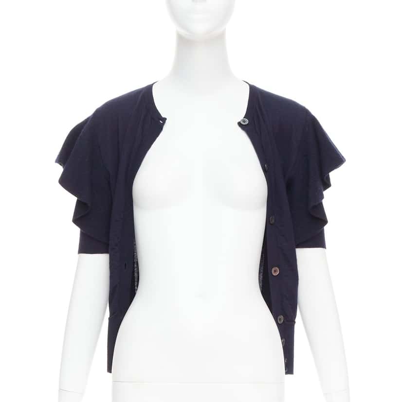 Viktor & Rolf Ruffle Sleeve Cardigan Navy Cashmere Very good condition - Inside View