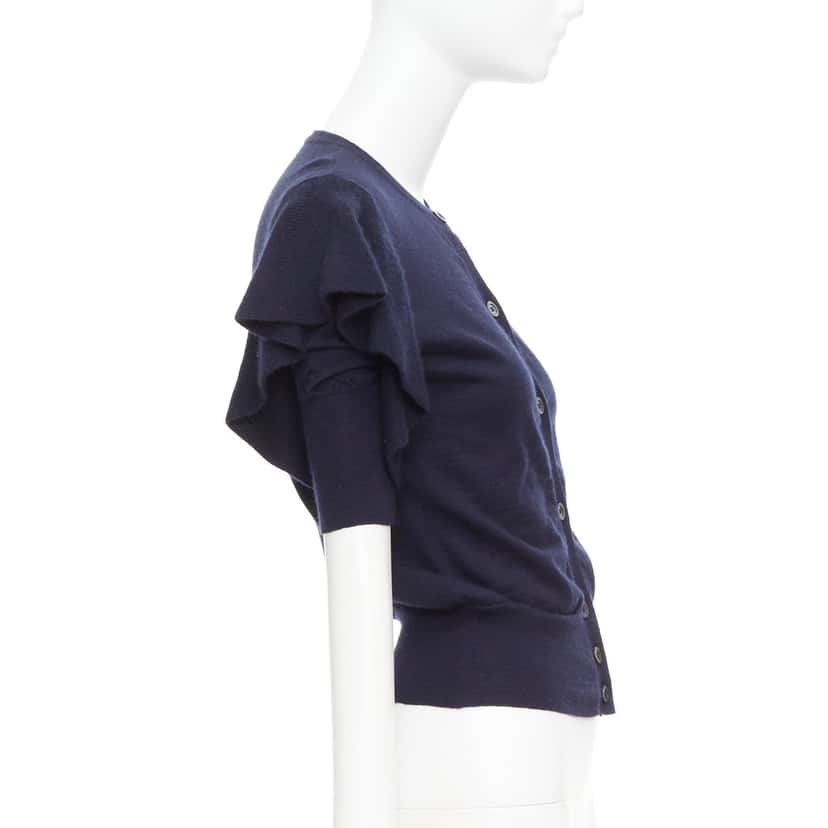 Viktor & Rolf Ruffle Sleeve Cardigan Navy Cashmere Very good condition - Box View