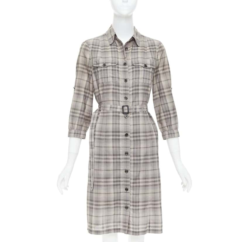 Burberry Cowhide Shirt Dress Beige Cotton Good condition - Front View