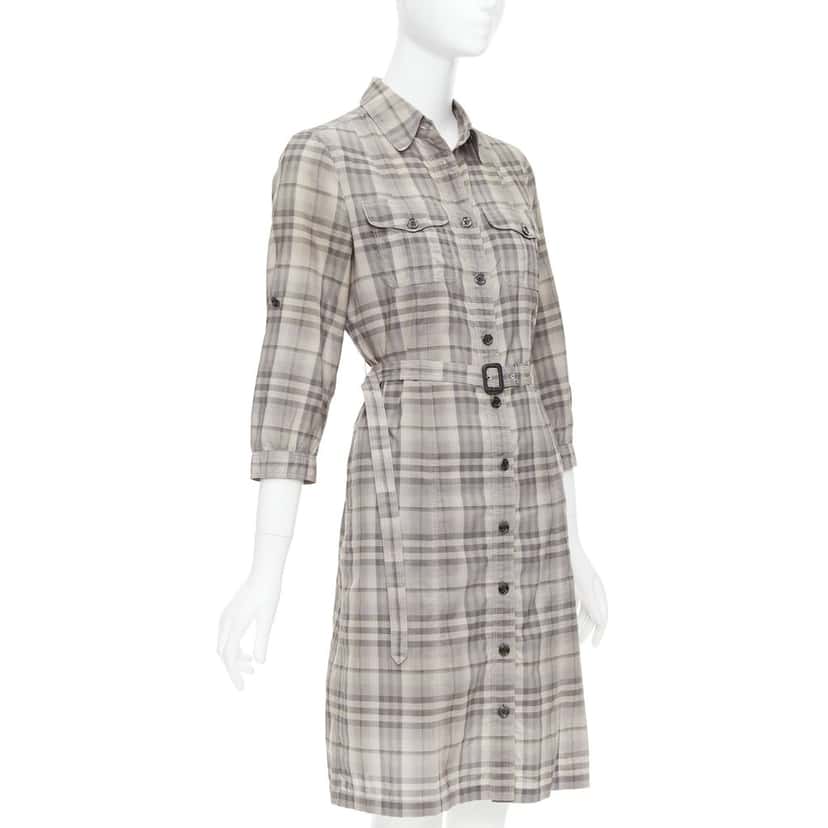 Burberry Cowhide Shirt Dress Beige Cotton Good condition - Inside View