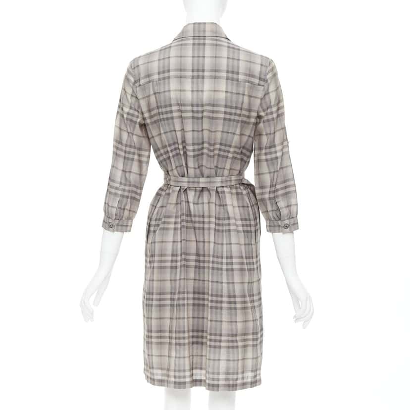 Burberry Cowhide Shirt Dress Beige Cotton Good condition - Box View