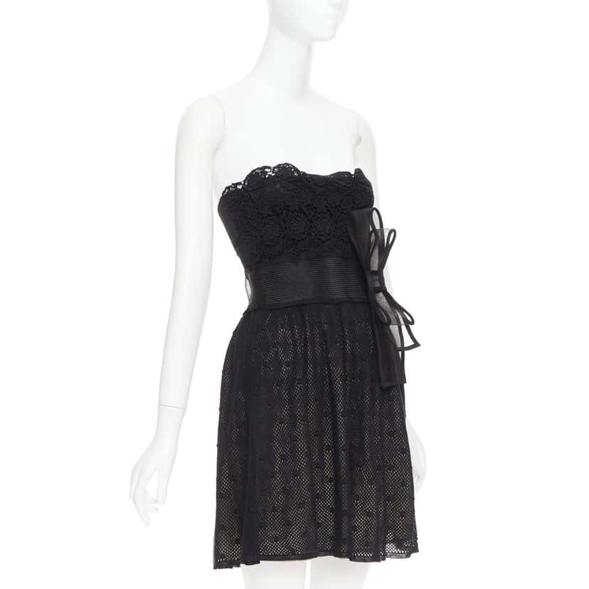 RED VALENTINO GARAVANI Bow Embellished Dress Black Cotton Very good condition - Inside View