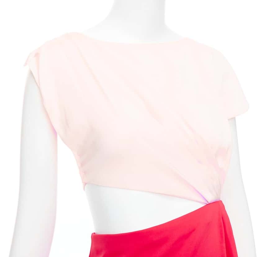 Vionnet Draped Cutout Dress Red Silk Very good condition - Back View