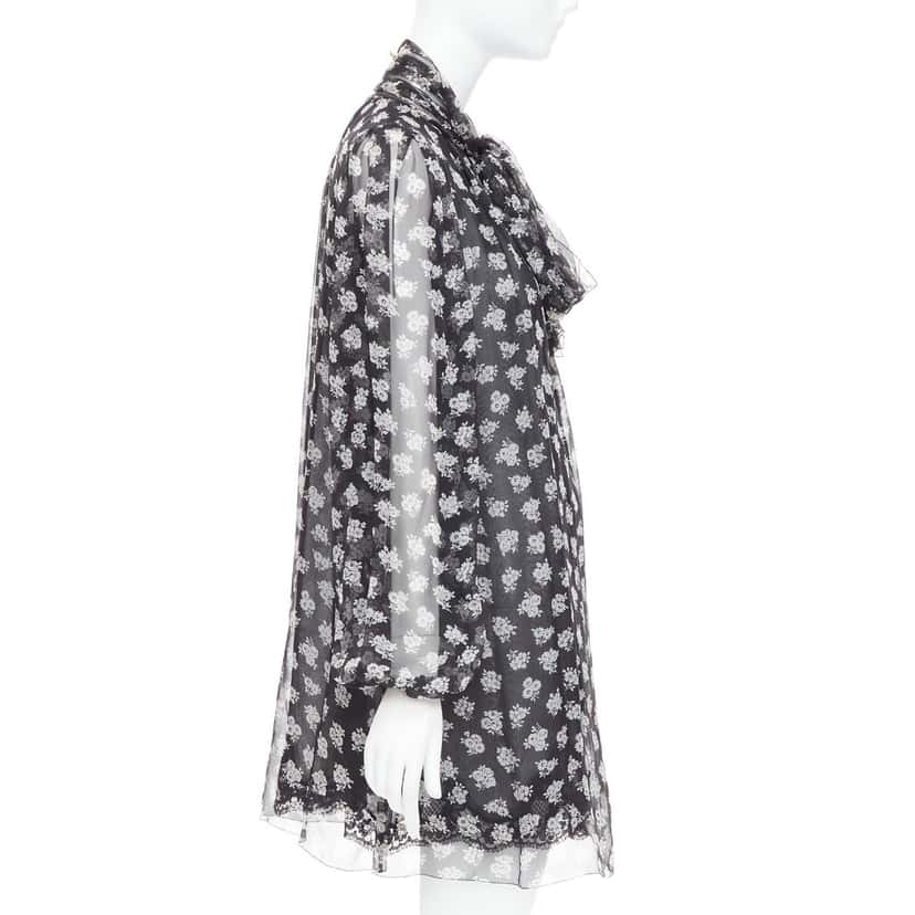 DOLCE & GABBANA Floral Sheer Dress Black Silk Fair condition - Model View