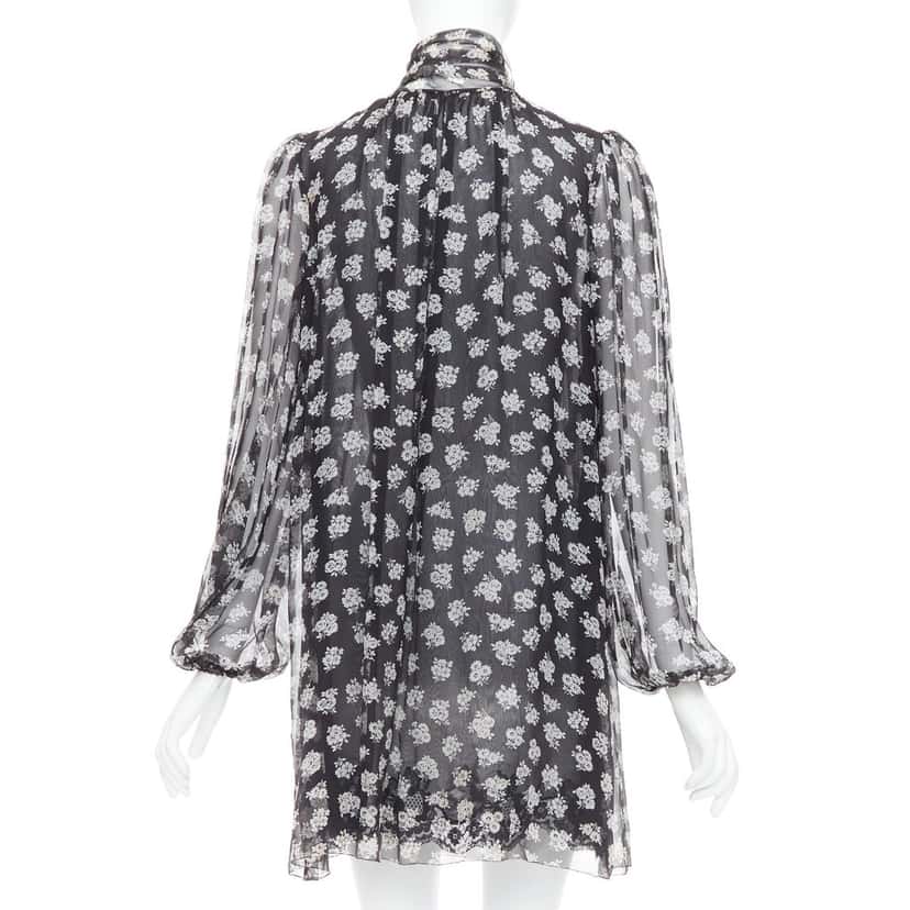 DOLCE & GABBANA Floral Sheer Dress Black Silk Fair condition - Box View