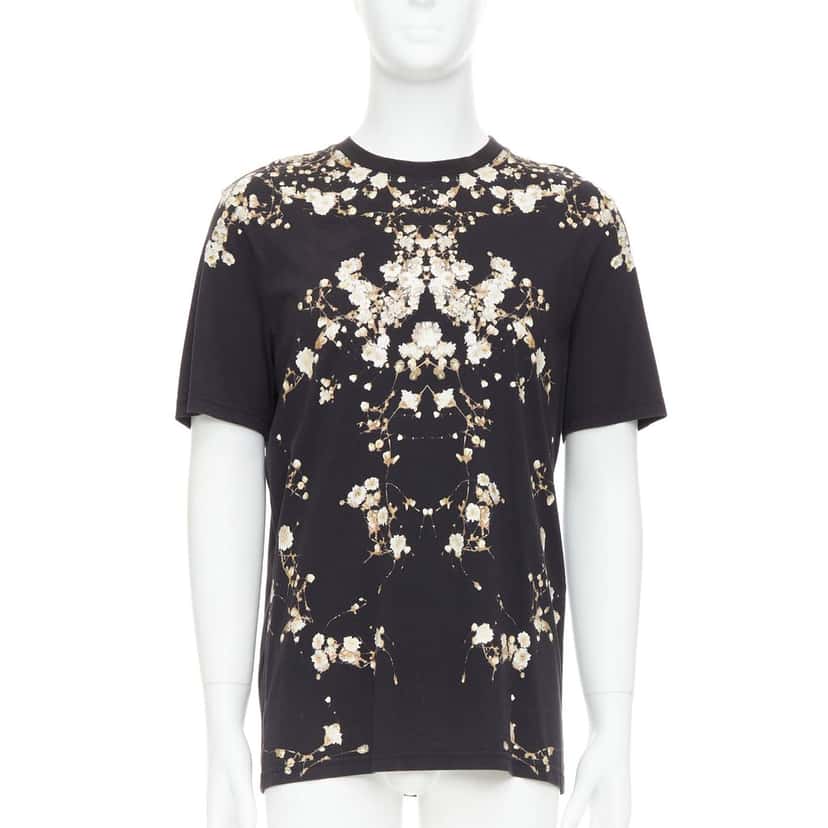 Givenchy Floral Print Tee Black Cotton Very good condition - Front View