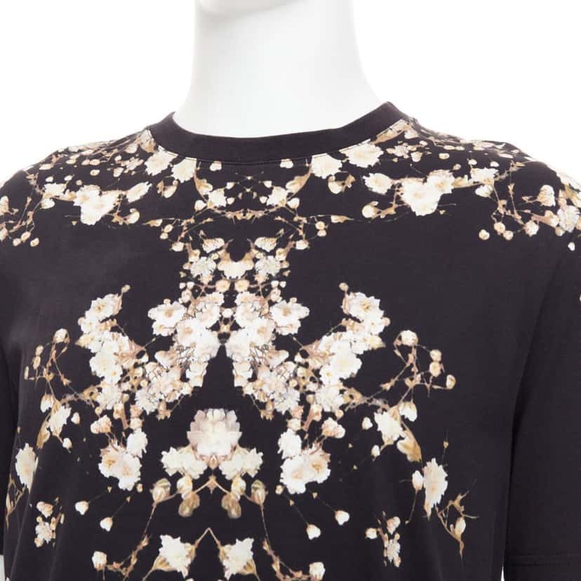 Givenchy Floral Print Tee Black Cotton Very good condition - Back View