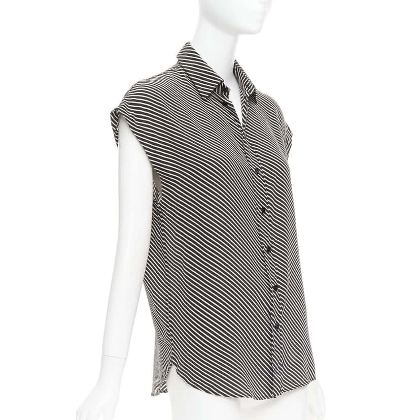 Saint Laurent Striped Sleeveless Top Black Silk Very good condition - Inside View