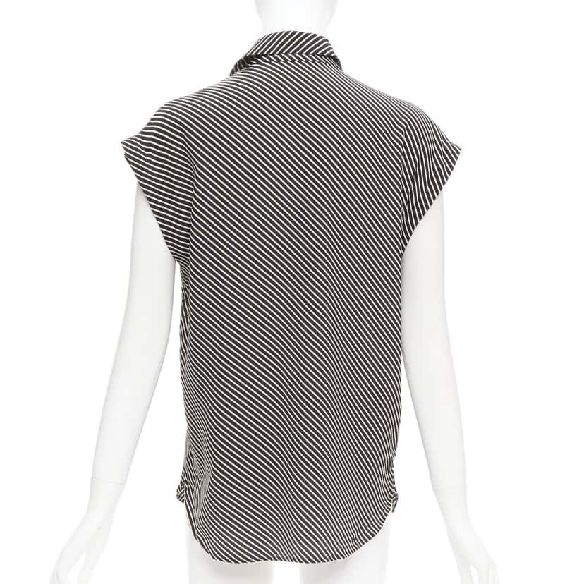 Saint Laurent Striped Sleeveless Top Black Silk Very good condition - Box View