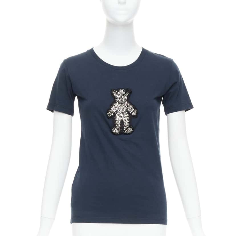 Prada Crystal Bear Tee Black Cotton Good condition - Front View