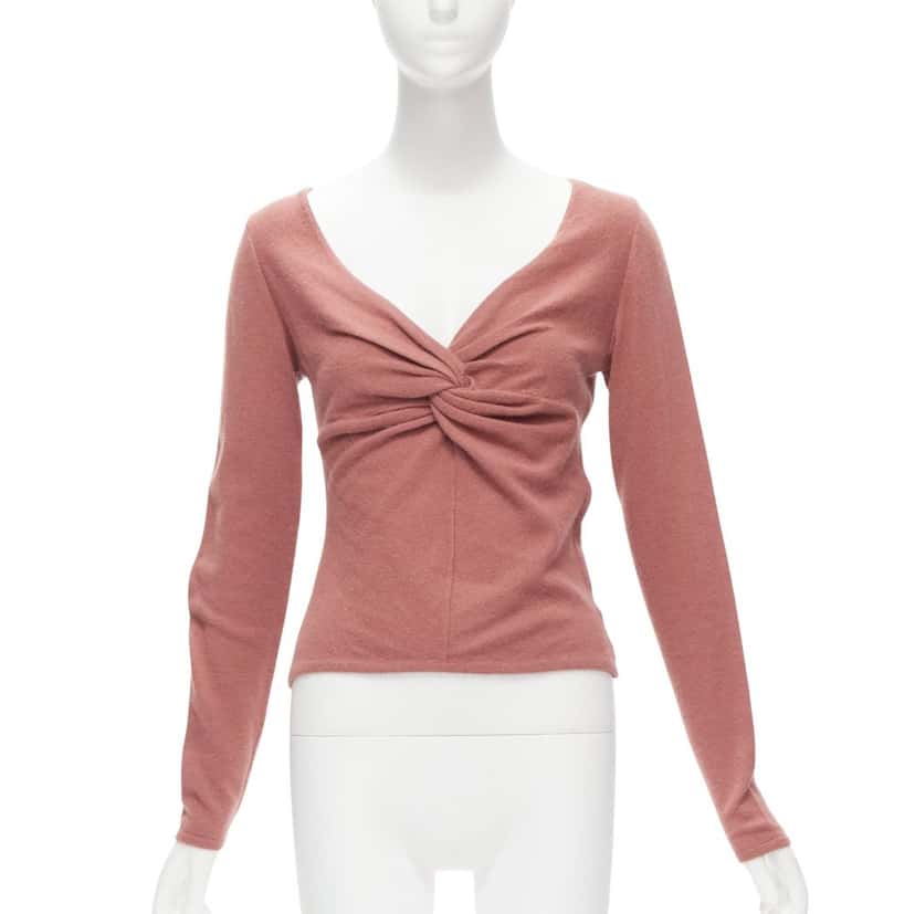 VALENTINO GARAVANI Twist Front Sweater Pink Wool Never worn - Front View