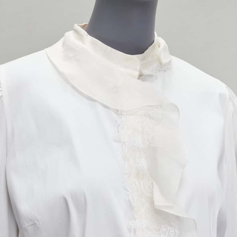 DOLCE & GABBANA Lace Fitted Shirt Beige Cotton Fair condition - Back View