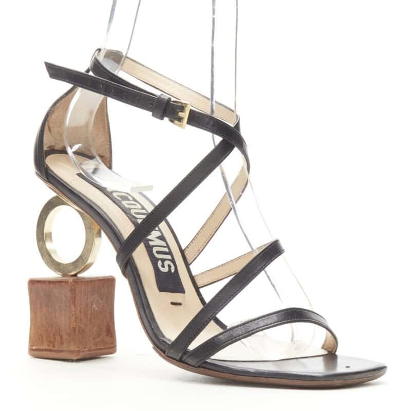 Jacquemus Wood Block Heels Black Leather Very good condition - Back View