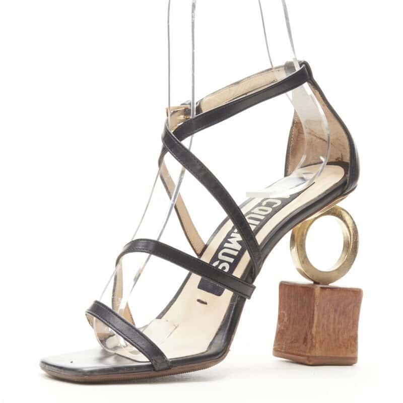 Jacquemus Wood Block Heels Black Leather Very good condition - Model View
