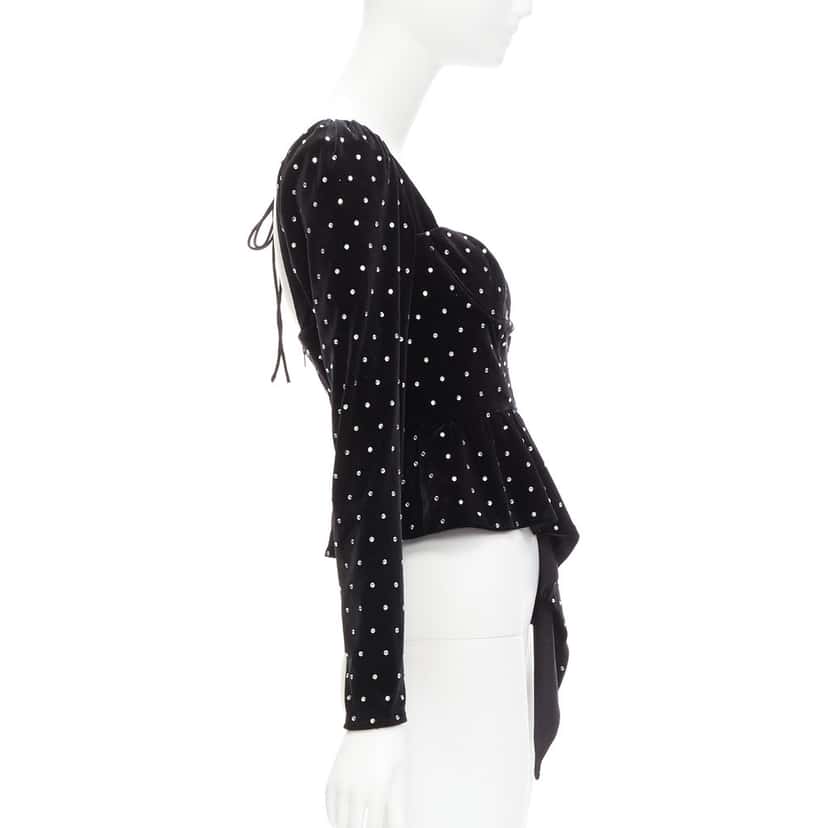 SELF-PORTRAIT Crystal Velvet Top Black Polyester Never worn - Model View
