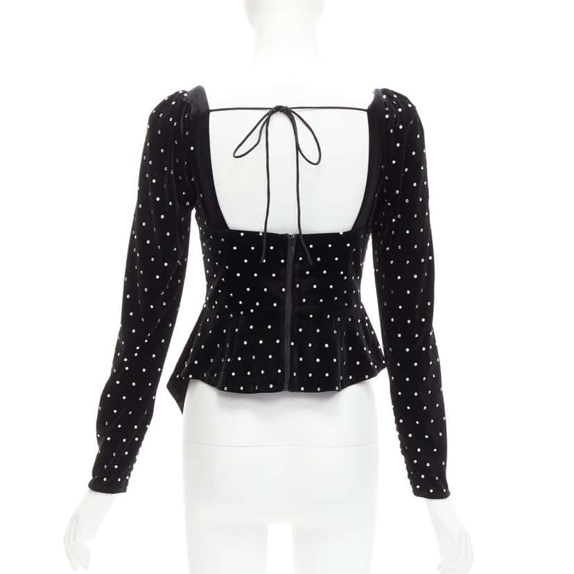 SELF-PORTRAIT Crystal Velvet Top Black Polyester Never worn - Box View
