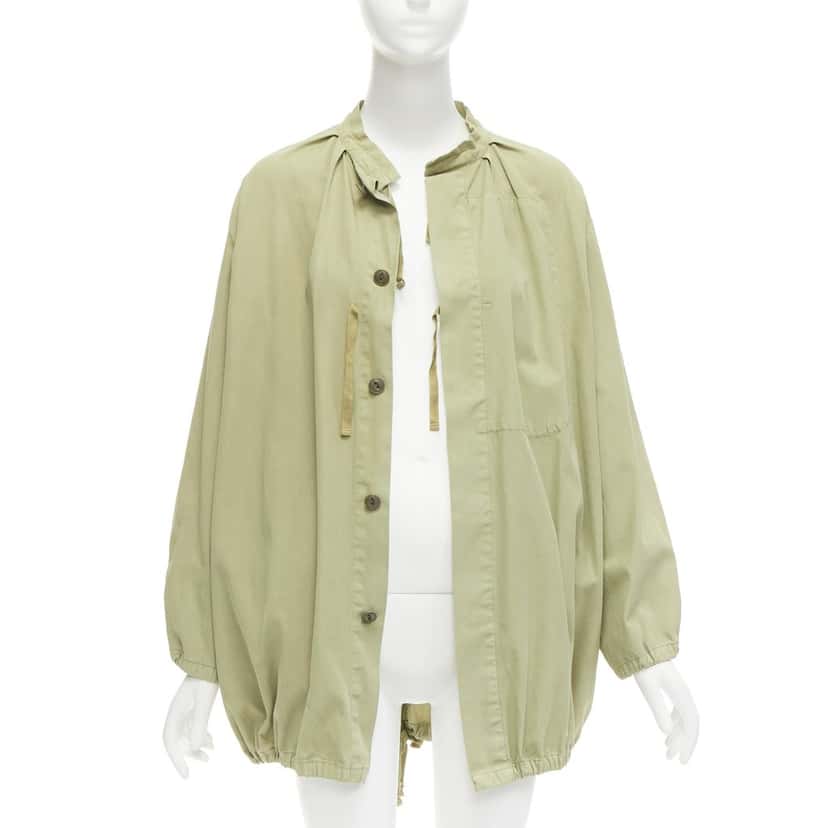 OTHER BRAND Green Drawstring Parka Green Cotton Very good condition - Front View