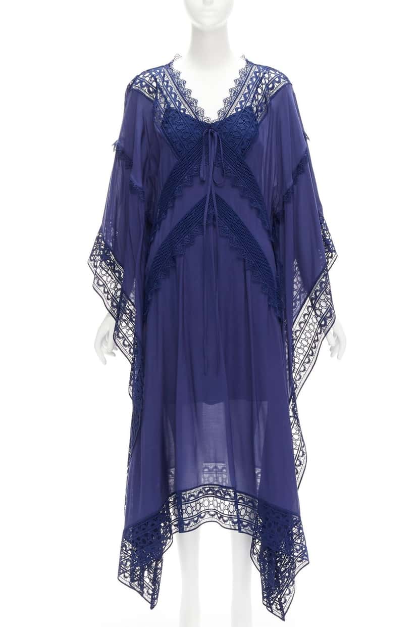 SELF-PORTRAIT Anglais Kaftan Dress Navy Viscose Never worn - Front View