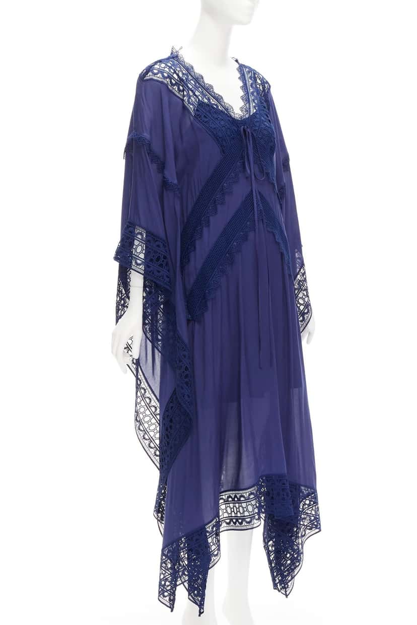 SELF-PORTRAIT Anglais Kaftan Dress Navy Viscose Never worn - Inside View