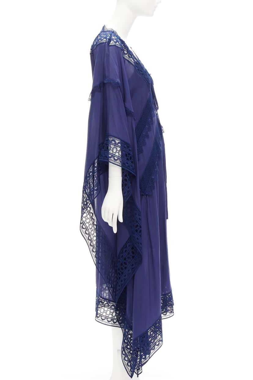 SELF-PORTRAIT Anglais Kaftan Dress Navy Viscose Never worn - Model View
